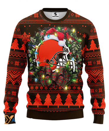 Ugly Christmas Sweater Cleveland-Browns, Dawg Pound! Brown/Orange