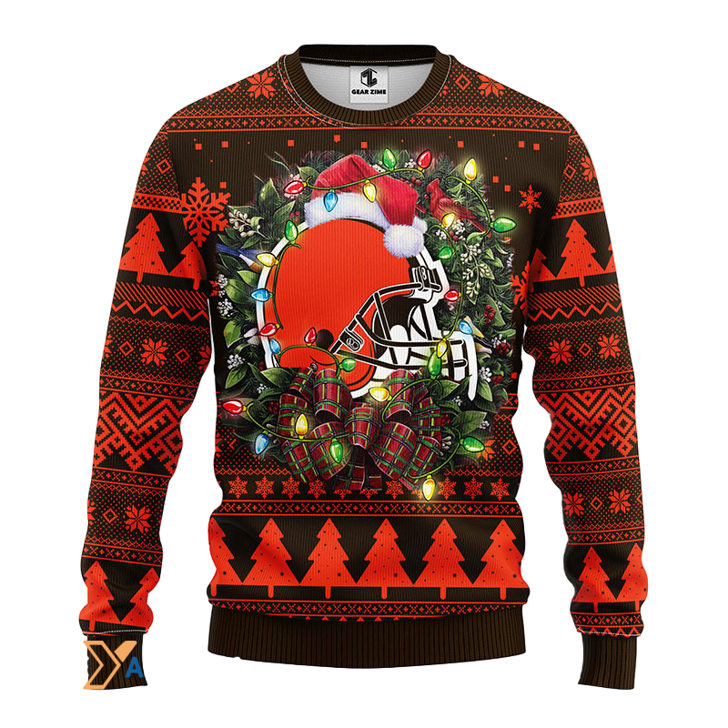 Ugly Christmas Sweater Cleveland-Browns, Dawg Pound! Brown/Orange