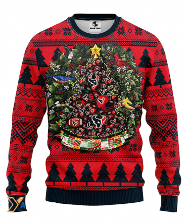 Ugly Christmas Sweater Houston-Texans, Tree Ball Christmas Black/Red