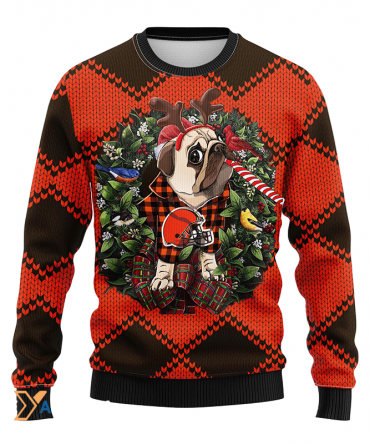 Ugly Christmas Sweater Cleveland-Browns, Pub Dog Brown/Orange