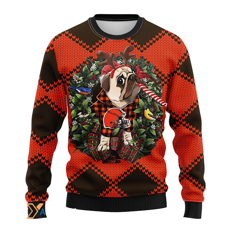 Ugly Christmas Sweater Cleveland-Browns, Pub Dog Brown/Orange