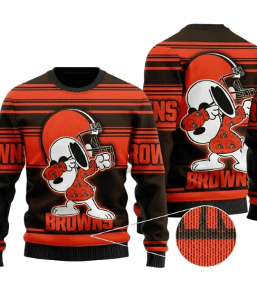 Ugly Christmas Sweater Cleveland-Browns, Graphics Dog Orange/Brown
