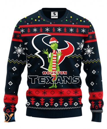 Ugly Christmas Sweater Houston-Texans, Grinch Black/Red