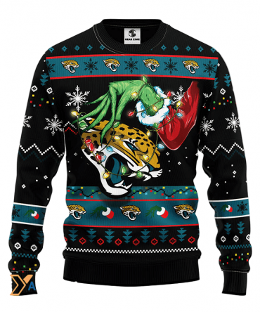 Ugly Christmas Sweater Jacksonville-Jaguars, Grinch Black/Blue