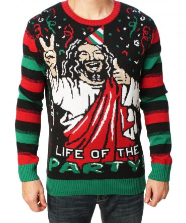 Ugly Christmas Sweater Men's Jesus Is The Life Of The Party Sweater