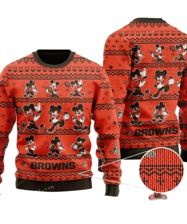 Ugly Christmas Sweater Cleveland-Browns, Graphic Mouse Orange/Brown