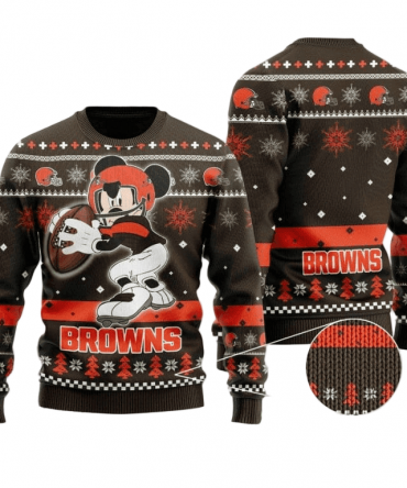 Ugly Christmas Sweater Cleveland-Browns, Graphics Mouse Red/Brown