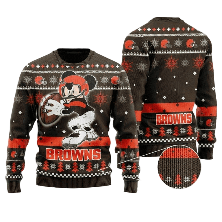 Ugly Christmas Sweater Cleveland-Browns, Graphics Mouse Red/Brown