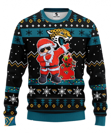Ugly Christmas Sweater Jacksonville-Jaguars, Santa Claus Green/Black