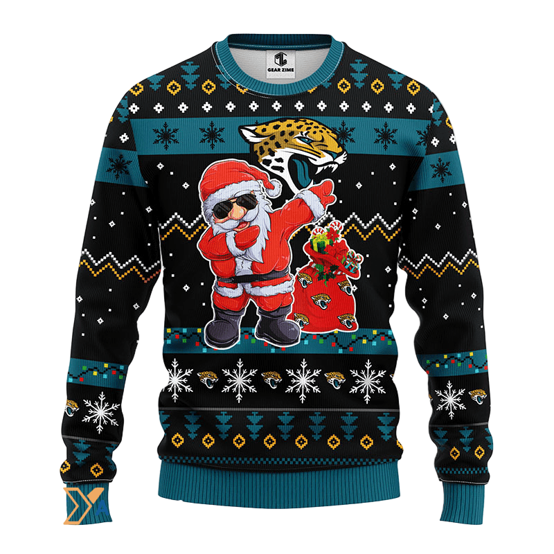 Ugly Christmas Sweater Jacksonville-Jaguars, Santa Claus Green/Black