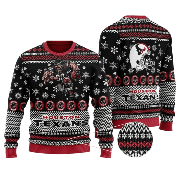 Ugly Christmas Sweater Houston-Texans, See You In The Bullpen Black/Red/White
