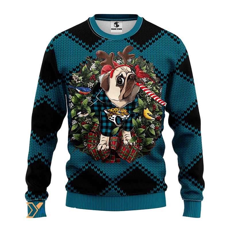 Ugly Christmas Sweater Jacksonville-Jaguars, Pub Dog Black/Blue