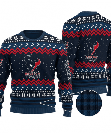 Ugly Christmas Sweater Houston-Texans, H-Town Blue/Red/Black