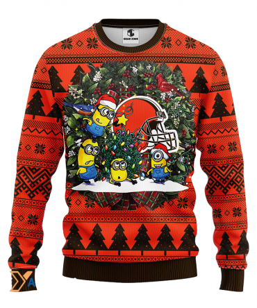 Ugly Christmas Sweater Cleveland-Browns, Minion Black/Orange