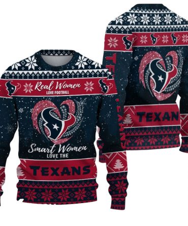 Ugly Christmas Sweater Houston-Texans, Grinch Christmas Houston-Texans In Heart Snowflakes City Shadow Steel Blue Red