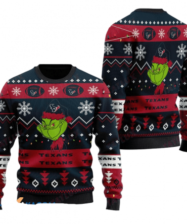Ugly Christmas Sweater Houston-Texans, The Grinch Black/Red