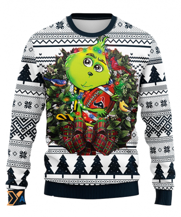 Ugly Christmas Sweater Houston-Texans, Grinch White/Black