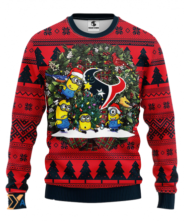 Ugly Christmas Sweater Houston-Texans, Minion Red/Black