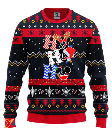 Ugly Christmas Sweater Houston-Texans, HoHoHo Graphics Mouse Red/Black