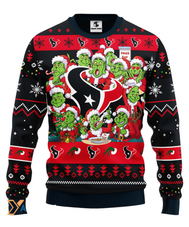 Ugly Christmas Sweater Houston-Texans, 12 Grinch Black/Red