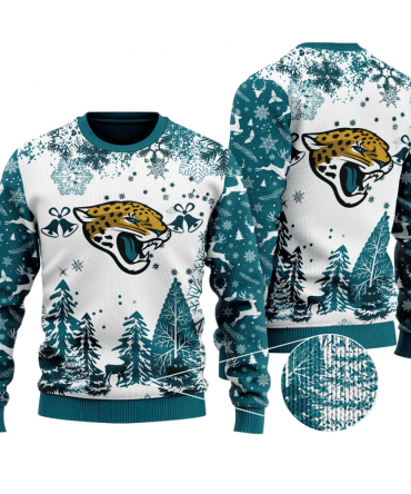 Ugly Christmas Sweater Jacksonville-Jaguars, Duuuval! White/Green
