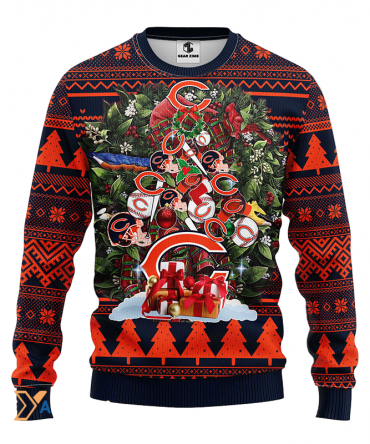 Ugly Christmas Sweater Chicago-Bears, Tree Orange/Black