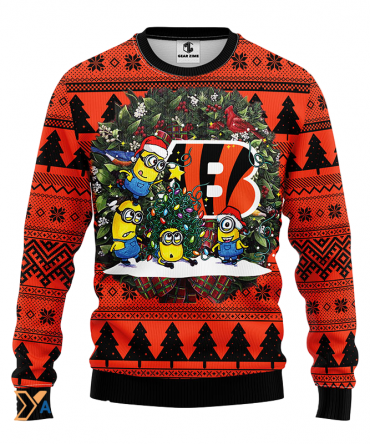 Ugly Christmas Sweater Cincinnati, Minion Black/Orange