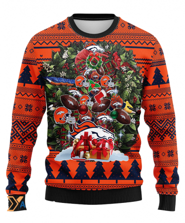 Ugly Christmas Sweater Denver-Broncos, Tree Black/Orange