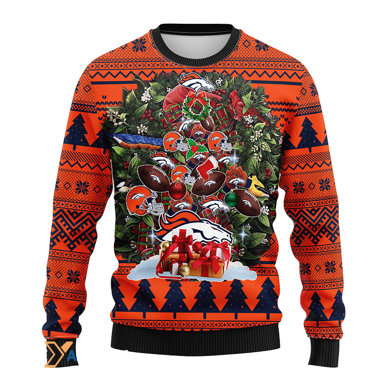 Ugly Christmas Sweater Denver-Broncos, Tree Black/Orange