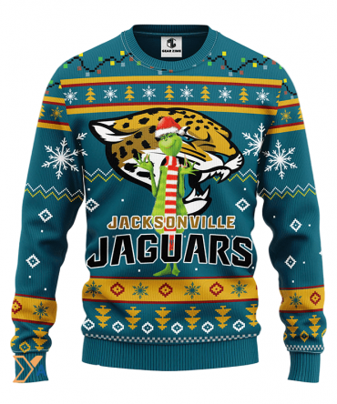 Ugly Christmas Sweater Jacksonville-Jaguars, Grinch Green/Yellow