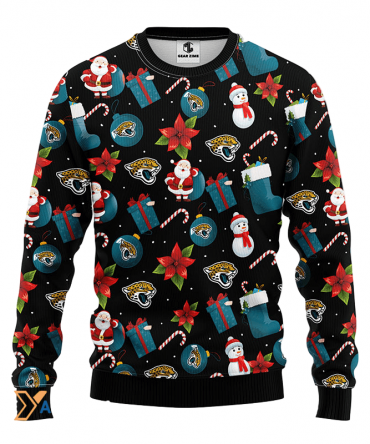 Ugly Christmas Sweater Jacksonville-Jaguars, Santa Claus Snowman Black
