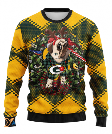 Ugly Christmas Sweater Green-Bay-Packers, Pub Dog Green/Yellow