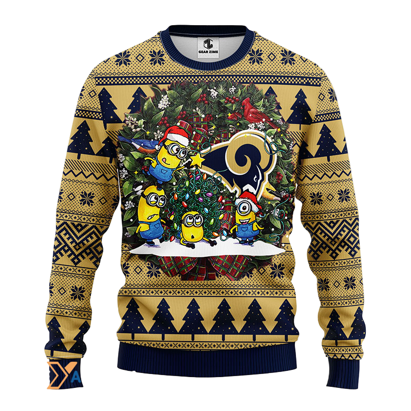 Ugly Christmas Sweater Los-Angeles Rams, Minion Black/Beige