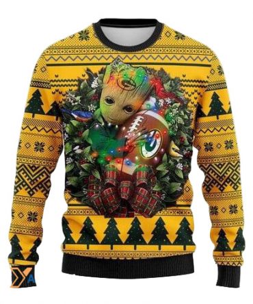 Ugly Christmas Sweater Green-Bay-Packers, Graphic Tree Dark Green/Yellow