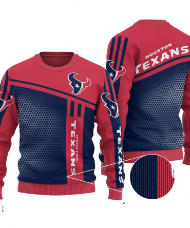 Ugly Christmas Sweater Houston-Texans, H-Town Blue/Red