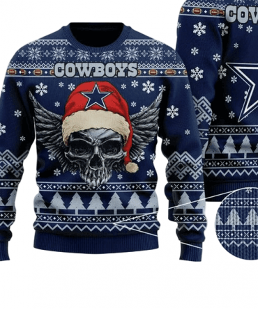 Ugly Christmas Sweater Dallas-Cowboys, Skull Grey/Blue