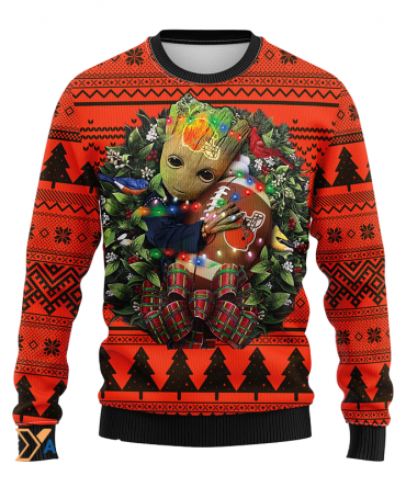 Ugly Christmas Sweater Cleveland-Browns, Graphic Tree Black/Orange