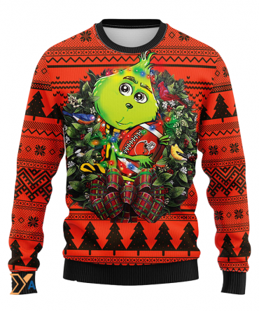 Ugly Christmas Sweater Cleveland-Browns, Grinch Black/Orange