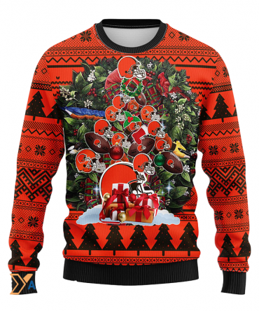 Ugly Christmas Sweater Cleveland-Browns, Tree Brown/Orange