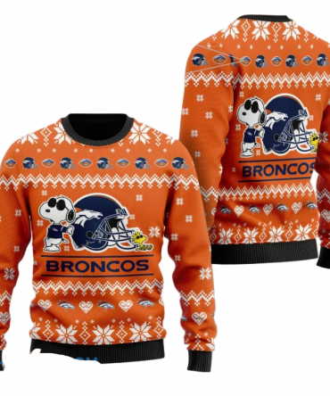 Ugly Christmas Sweater Denver-Broncos, Graphics Dog Orange
