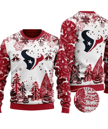 Ugly Christmas Sweater Houston-Texans, H-Town White/Red