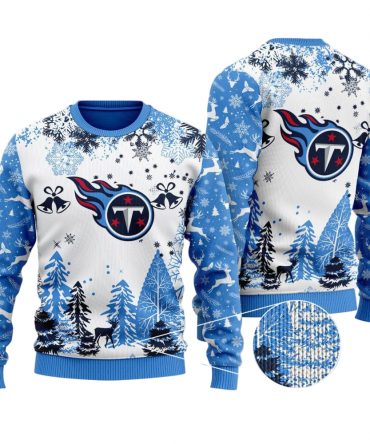 Ugly Christmas Sweater Tennessee-Titans, Tennessee-Titans Up Grinch Christmas Snowflakes Pine Tree White Navy