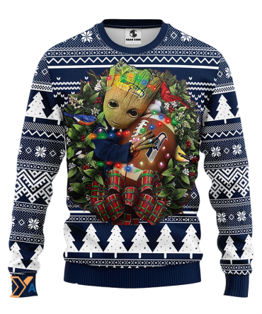 Ugly Christmas Sweater Seattle-Seahawks, Graphic Tree Blue/White