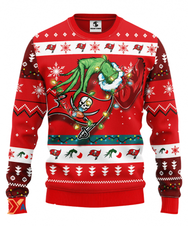 Ugly Christmas Sweater Tampa-Bay-Buccaneers, Grinch Red/White