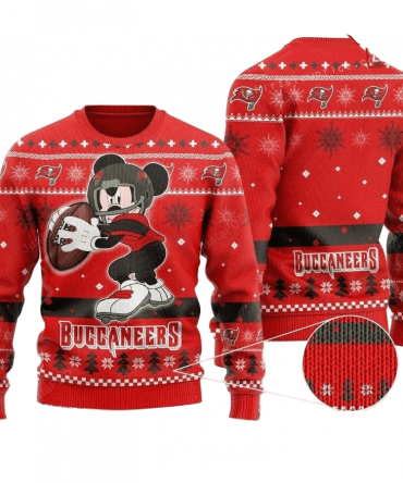Ugly Christmas Sweater Tampa-Bay-Buccaneers, Graphic Mouse Red/Black