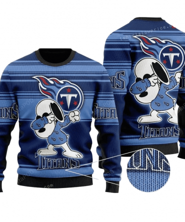 Ugly Christmas Sweater Tennessee-Titans, Graphic Dog Blue