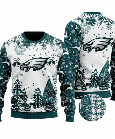 Ugly Christmas Sweater Philadelphia-Eagles, Fly Eagles Fly White/Green