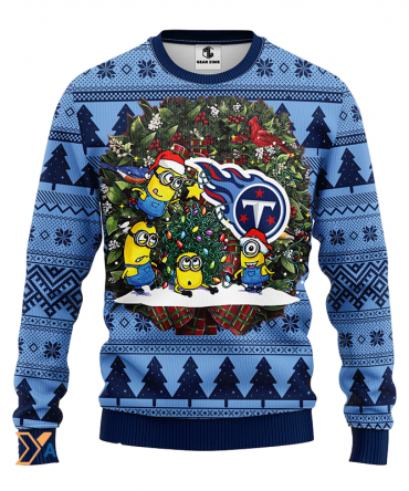 Ugly Christmas Sweater Tennessee-Titans, Minion Dark Blue/Blue
