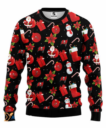 Ugly Christmas Sweater Tampa-Bay-Buccaneers, Santa Claus Snowman Red/Black