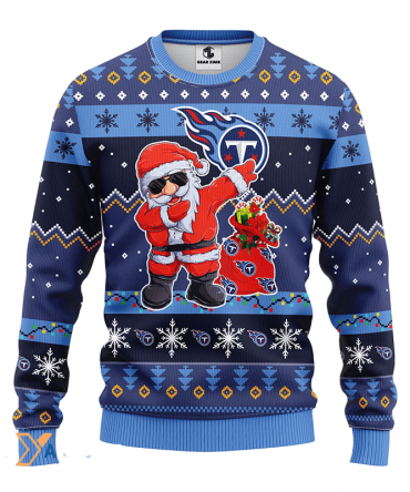 Ugly Christmas Sweater Tennessee-Titans, Santa Claus Christmas Dark Blue/Blue